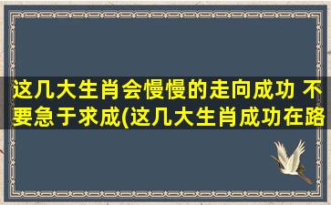 这几大生肖会慢慢的走向成功 不要急于求成(这几大生肖成功在路上，耐心等待，无为而治)